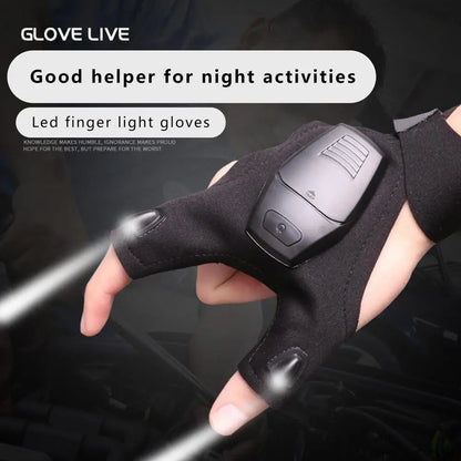 Fishing Gloves 2 Fingers Protector with Flashlight Breathable Anti-Slip Fishing Gloves Outdoor Fishing Tackle Accessories Hot